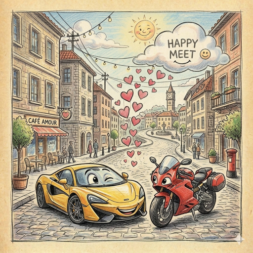 Illustration von Auto und Motorrad